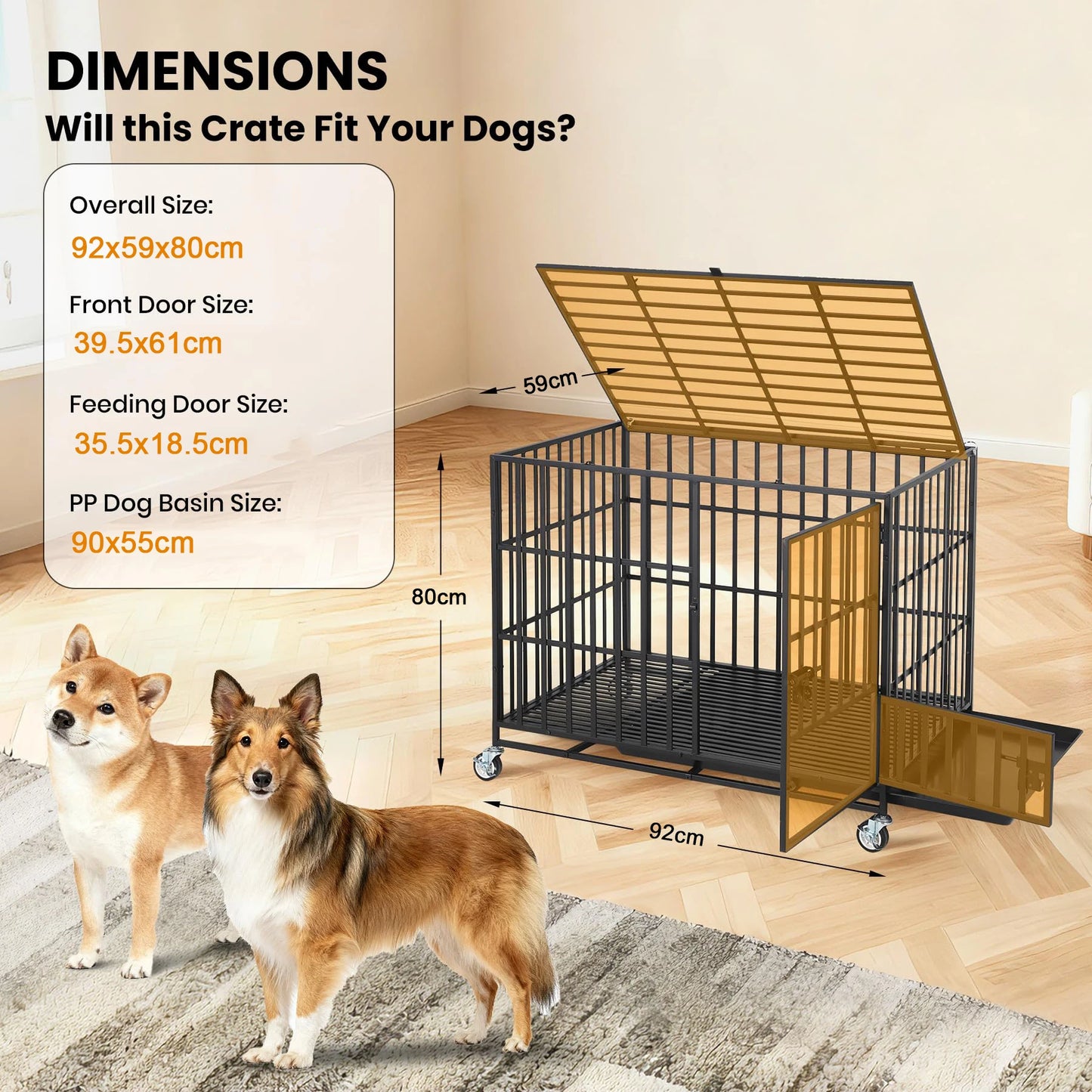 HiMISS Heavy Duty EscapeProof Metal Dog Crate With Three Doors