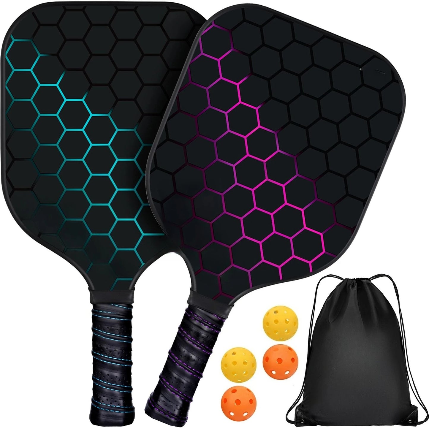USAPA Approved Fiberglass Pickleball Paddle Set With Extra Balls