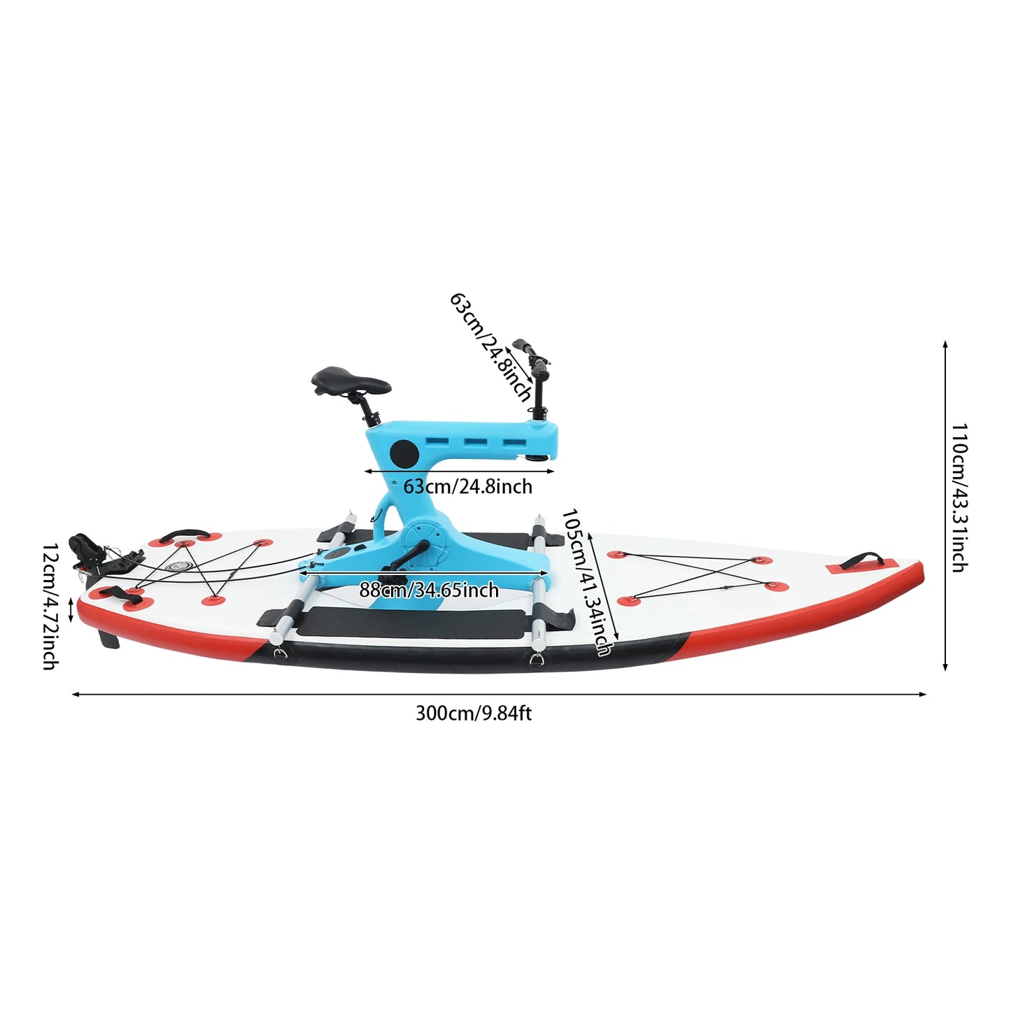 One Person Water Bicycle With Adjustable Seat And Rotating Handlebars