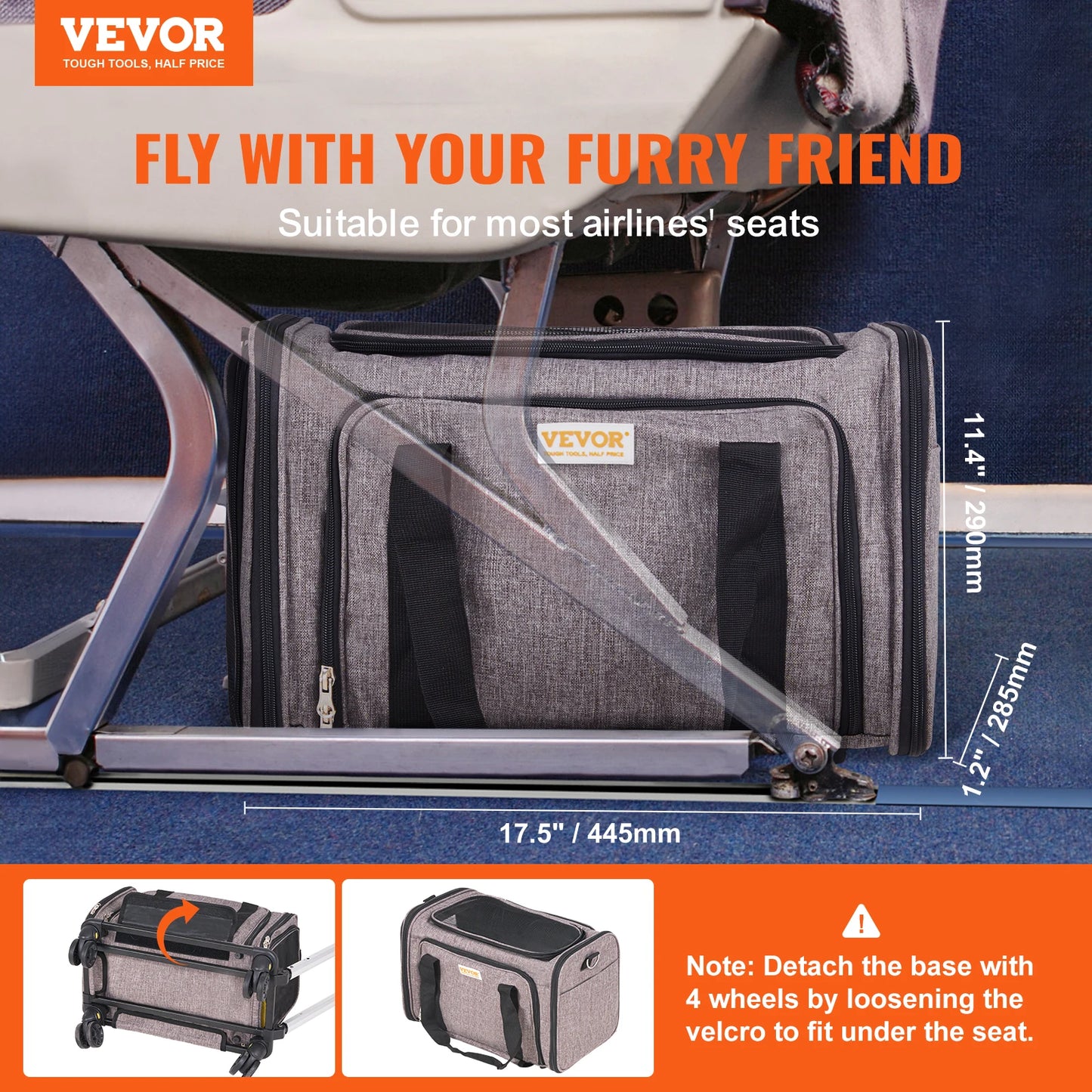 Cat Carrier Backpack Travel With Telescopic Handle Wheels