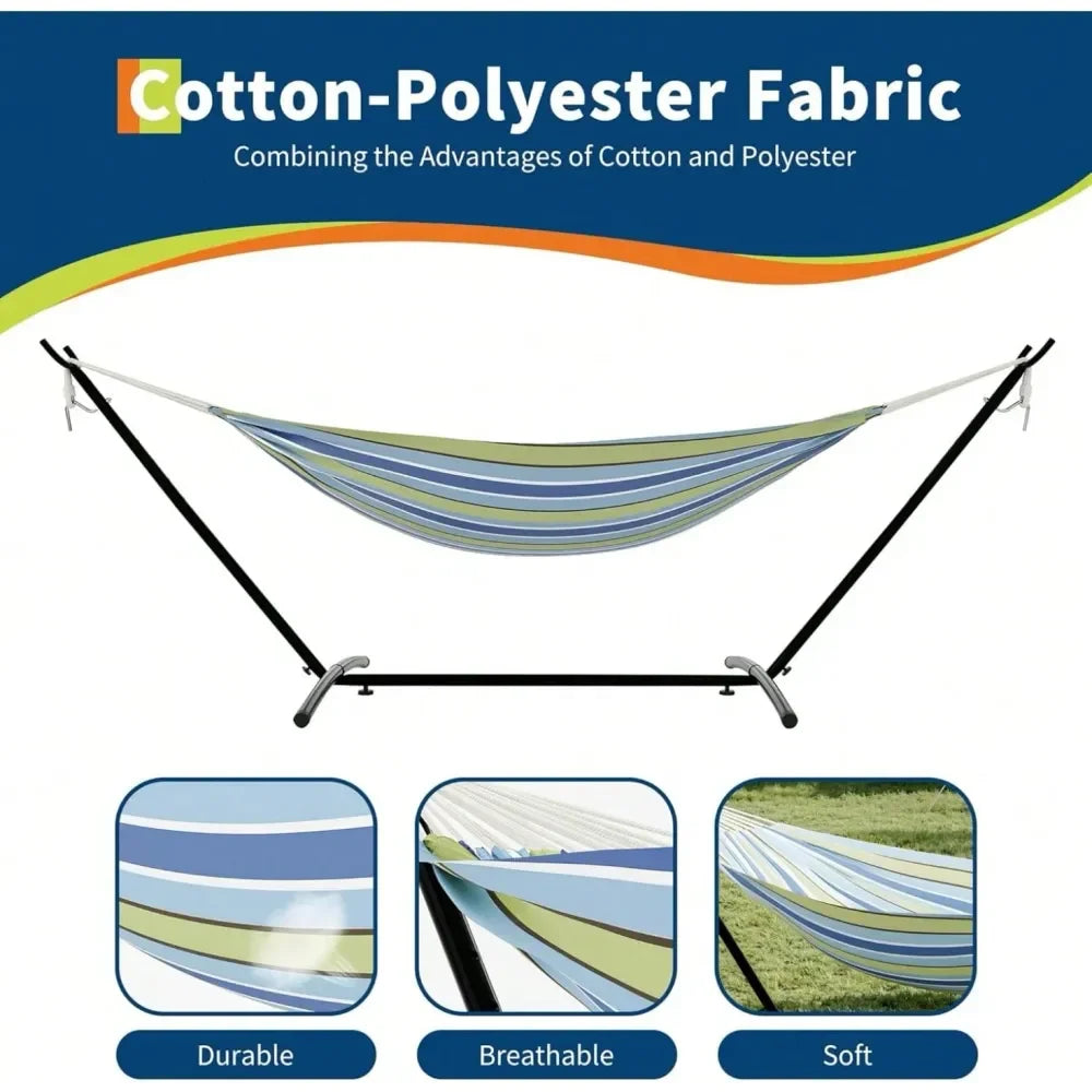 Hammock With Heavy Duty Steel Stand Supports 660lbs