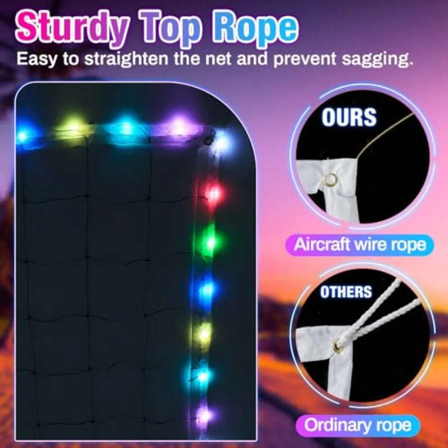 LED Portable Volleyball Net With Steel Cable And Remote Control