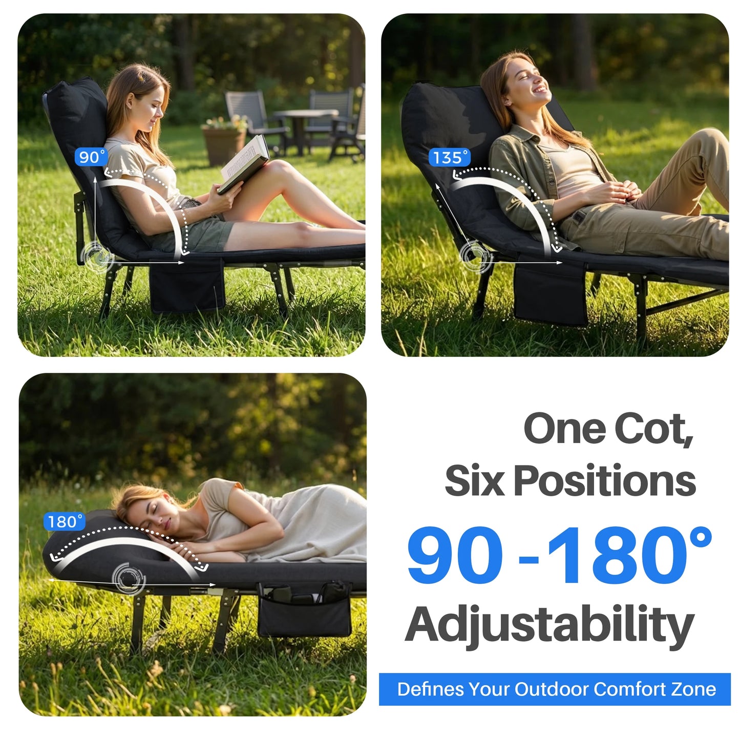 JHK Folding Camping Cot With Mattress Lightweight Carry Bag 450 Lb Capacity
