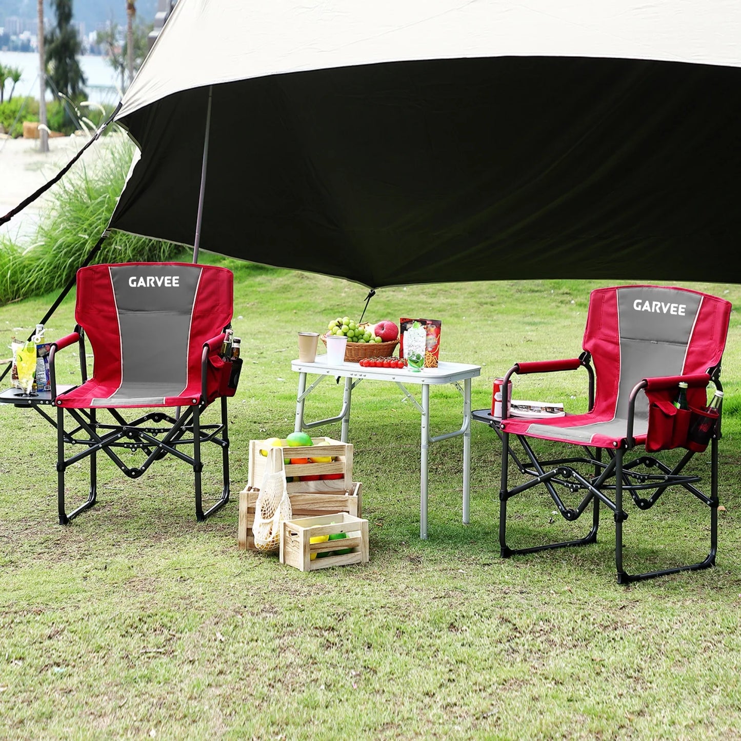HiMISS Heavy Duty Folding Directors Chair 400 Lb Capacity Cupholder