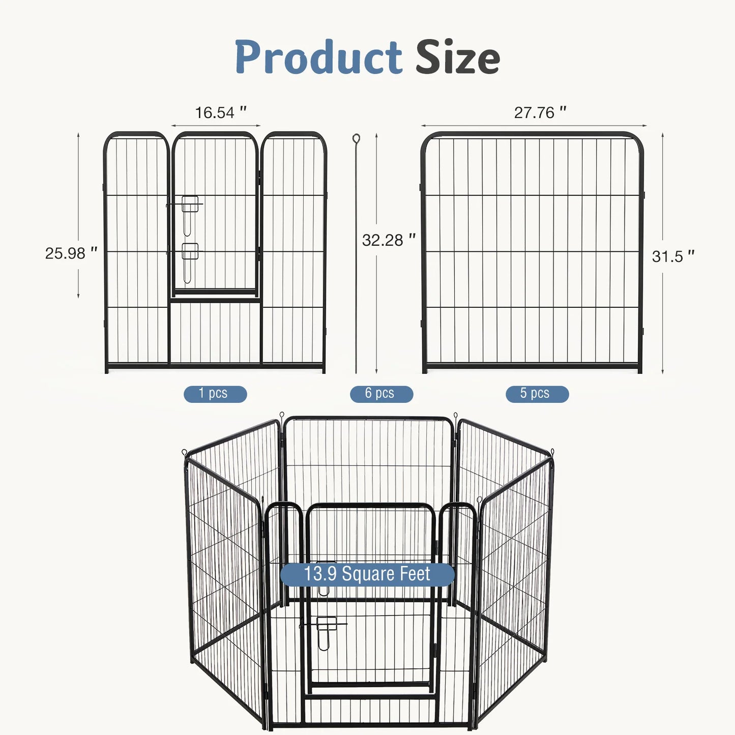 JHK Foldable Metal Dog Playpen For Indoor Outdoor Use Versatile