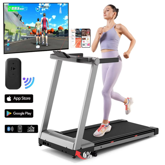 Superun Foldable Incline Treadmill With Touch Screen And App Monitoring