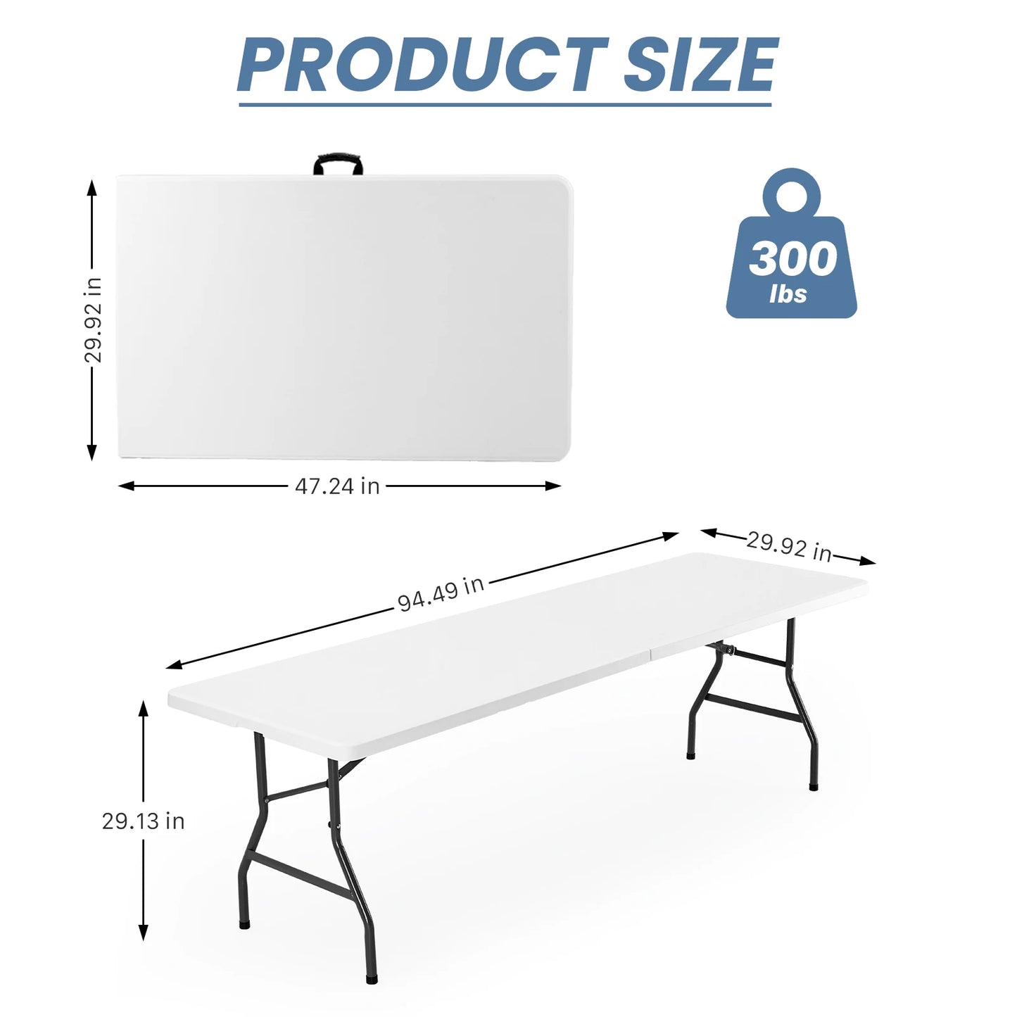 JHK Portable Folding Table With Carry Handle And Safety Lock