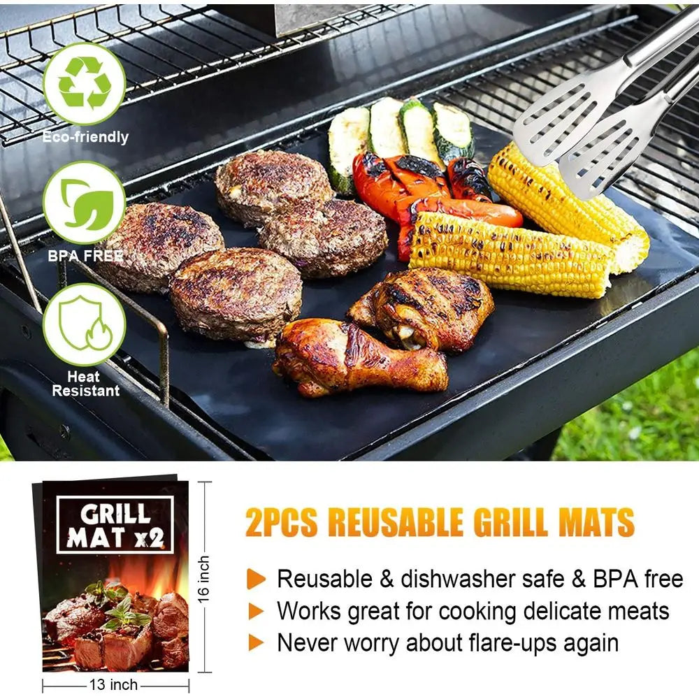 38Pcs BBQ Tools Grilling Accessories Set | 16 Inch Stainless Steel Grill Tools, Thermometer, Grill Mats for Camping, Backyard Ba