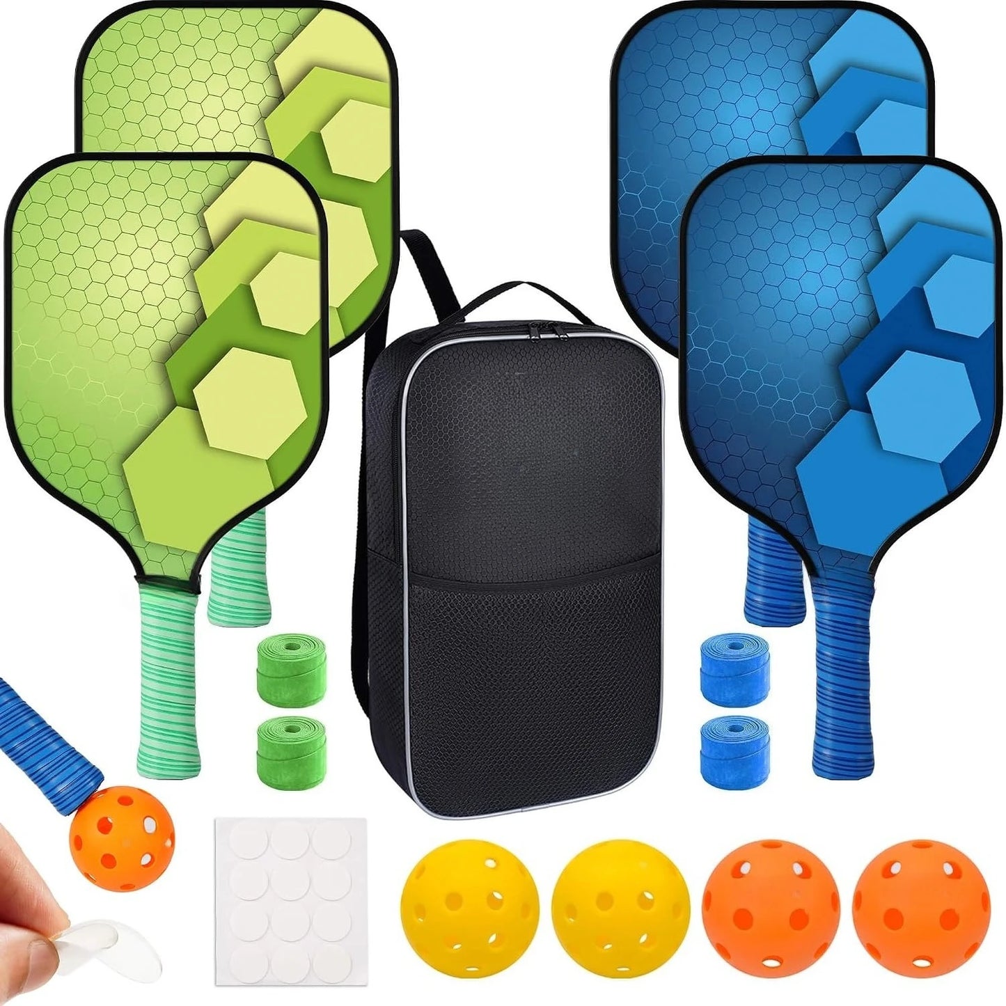 USAPA Approved Fiberglass Pickleball Paddle Set With Extra Balls