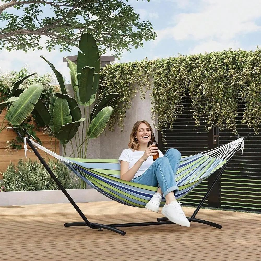 Hammock With Heavy Duty Steel Stand Supports 660lbs