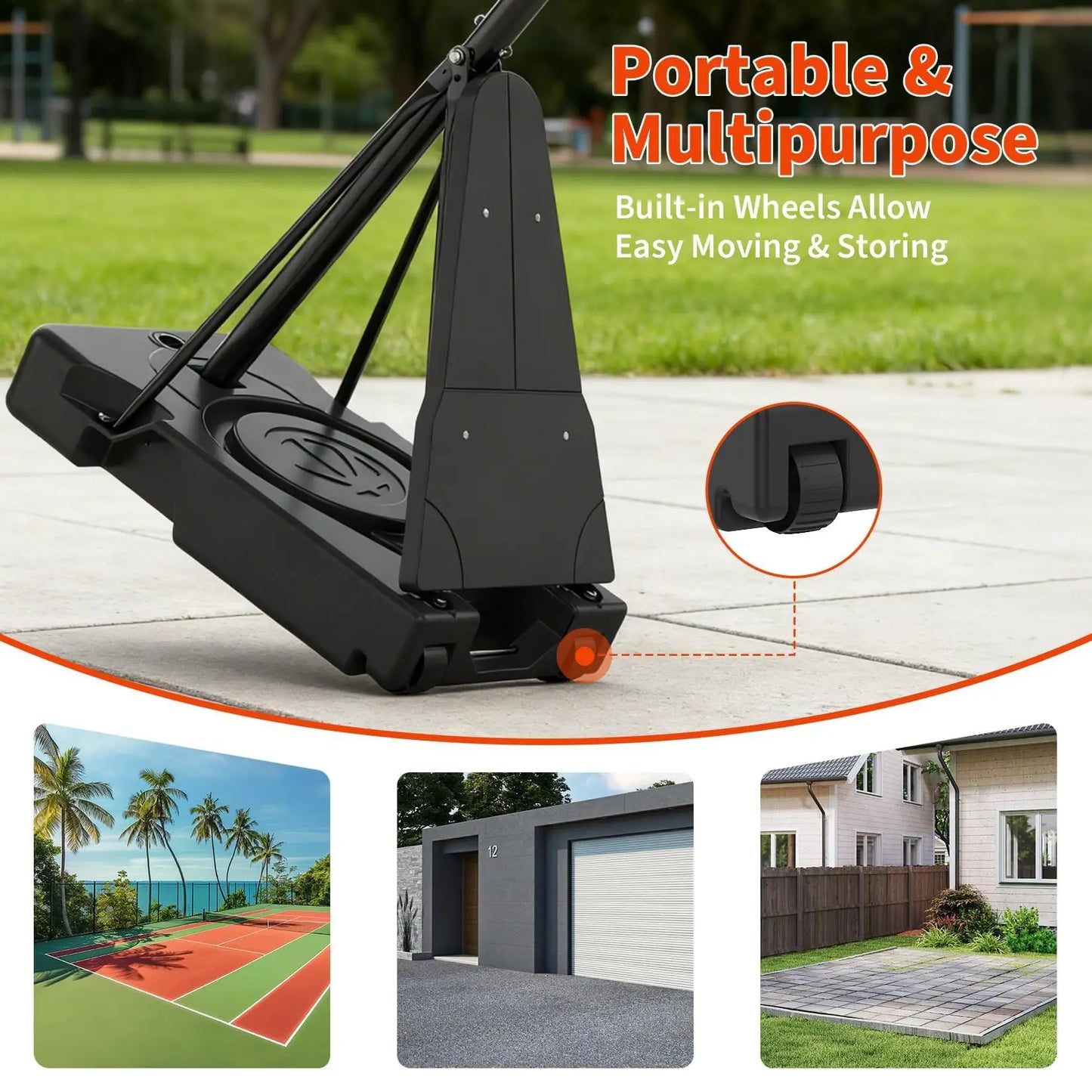 HiMISS Adjustable Outdoor Basketball Hoop System With Wheels