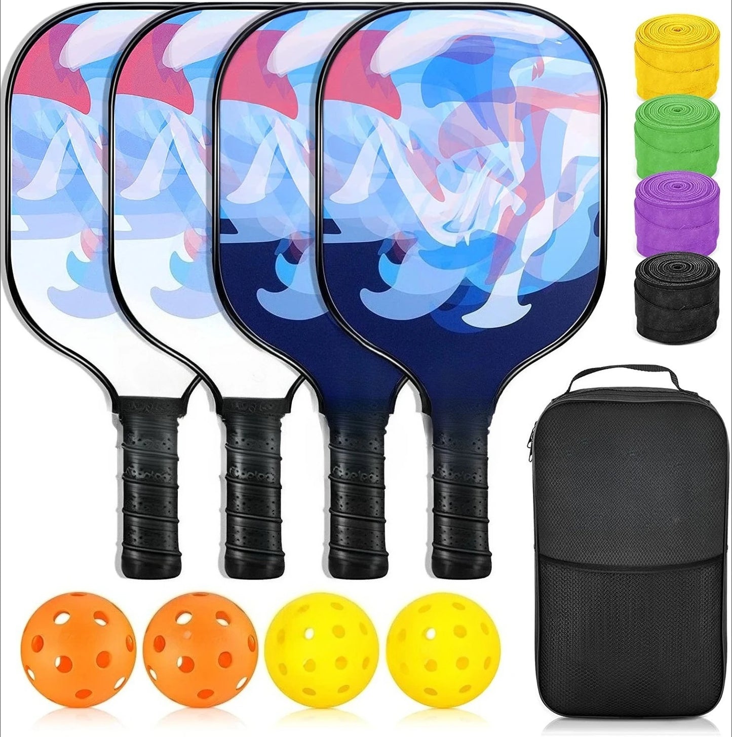 Lightweight Fiberglass Pickleball Paddle Set With Carry Bag