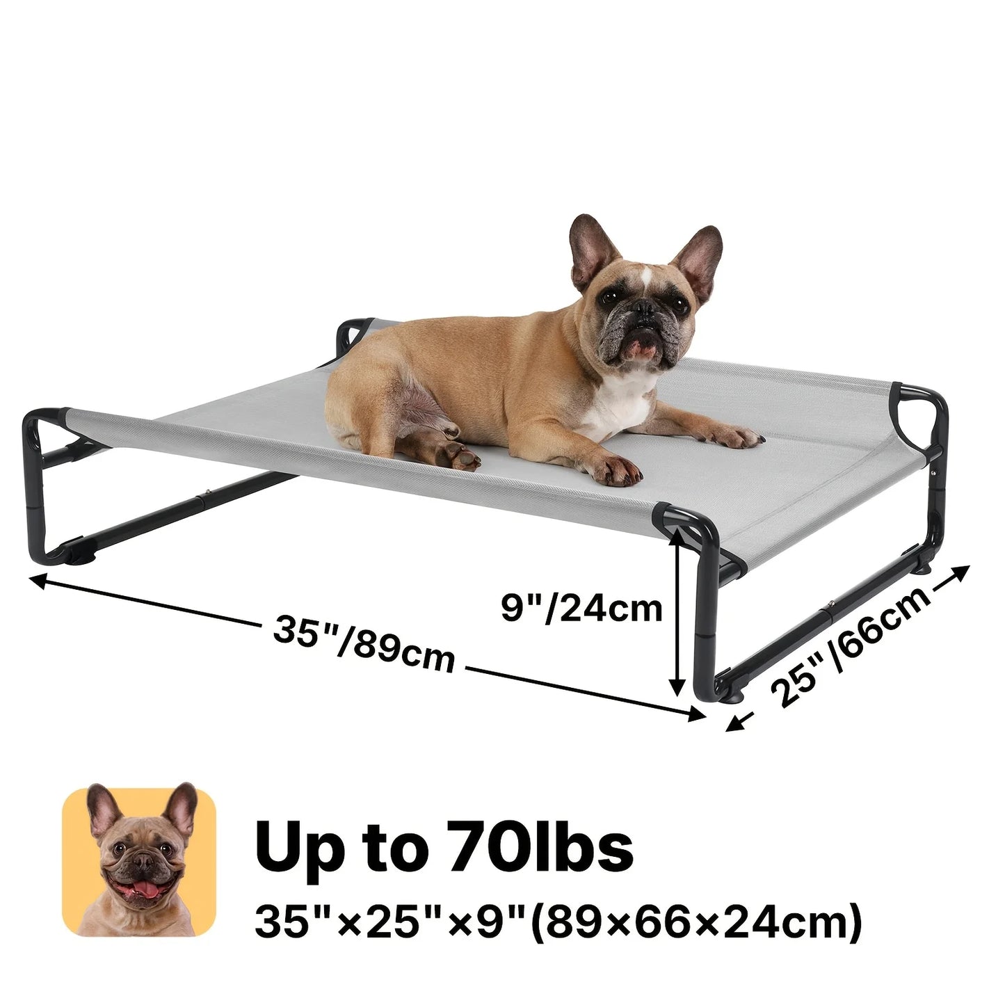 PawCozyBeds M-XXL Original Cool Elevated Dog Bed, Outdoor Elevated Bed for Large Dogs, Portable Standing Pet Bed with Washable B