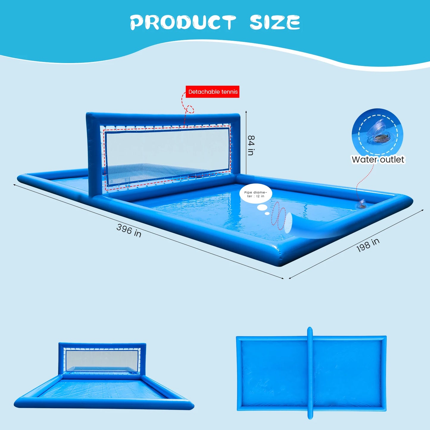 RTS Inflatable Volleyball Court Outdoor Water Sports Play Area