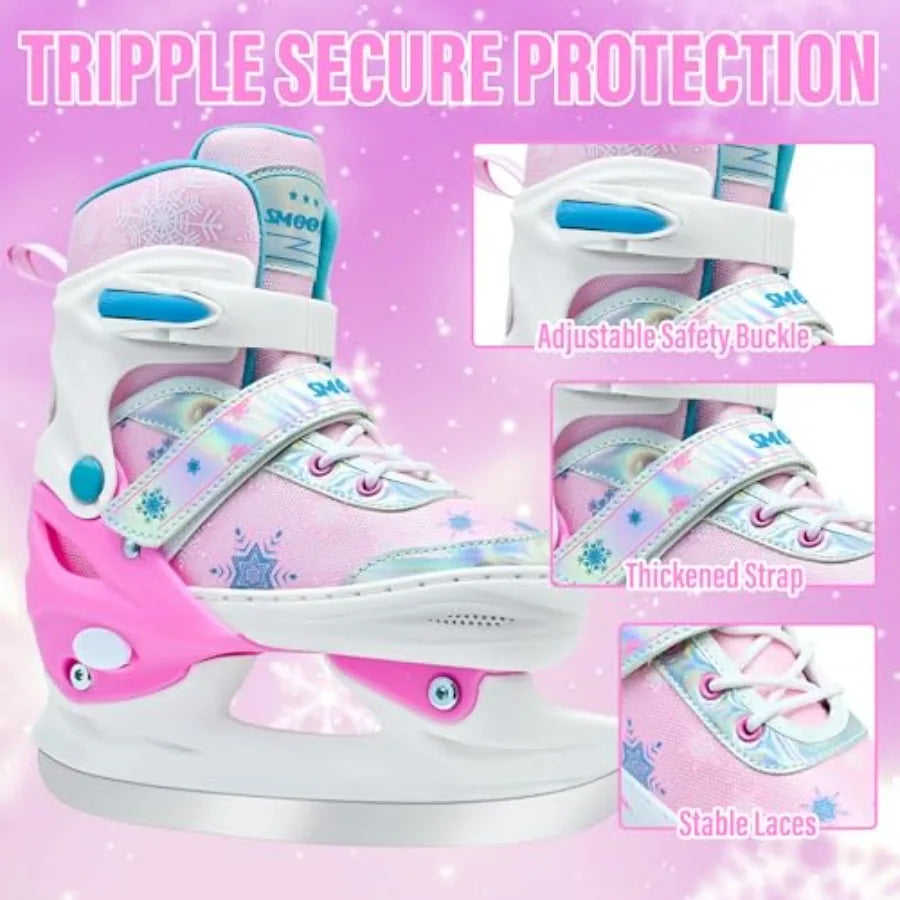 Adjustable Ice Skates For Kids Unisex Comfortable Smooth Blades