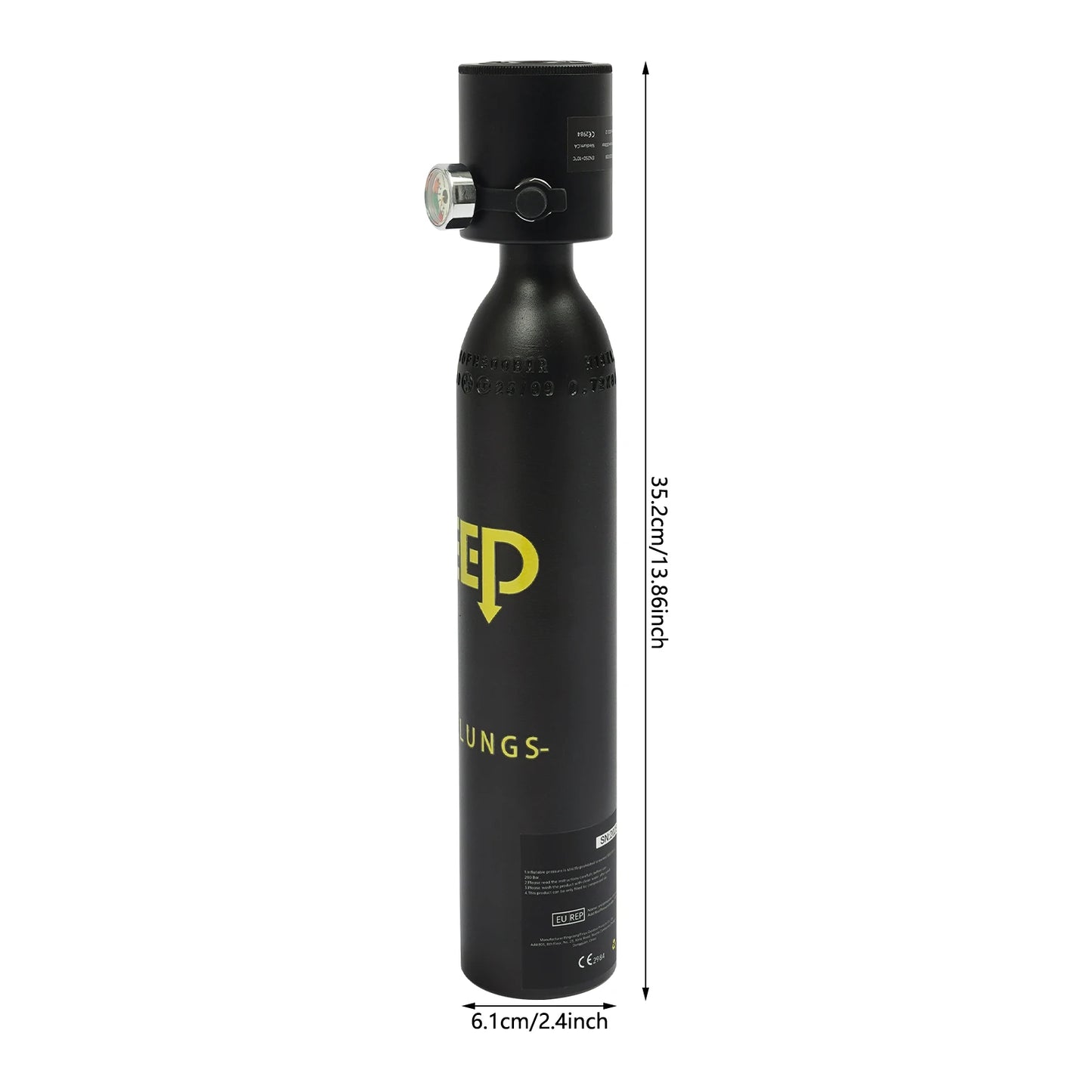 0.5L Mini Scuba Tank Diving Air Tank, Portable Underwater Breathing Apparatus for Shallow Snorkeling, Water Rescue,  with Manual Pump, Emergency Backup, Anti-Drop Strap