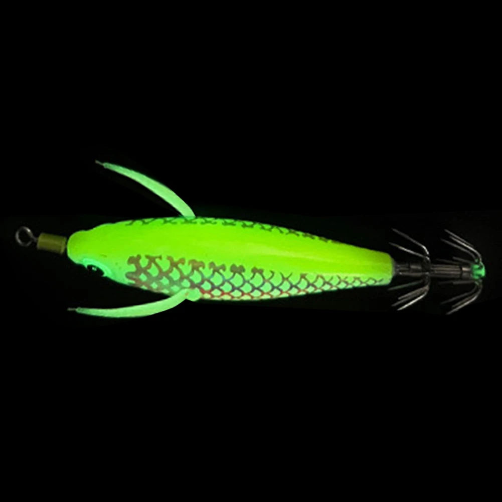 Luminous Squid Lure With 3D Eyes Glow In The Darkness