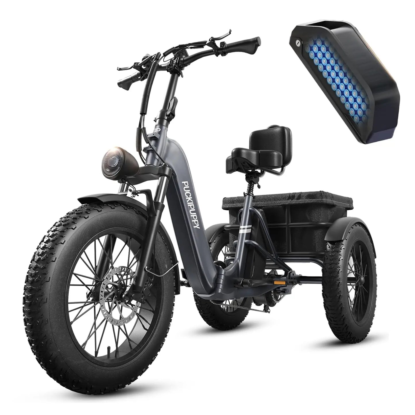 PUCKIPUPPY Husky Electric Trike 960W Peak Motor 60 Mile Range