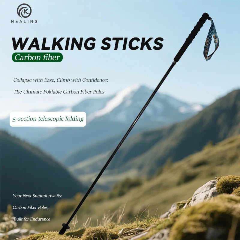 Okhealing T800 Carbon Fiber Collapsible Trekking Poles For Hiking