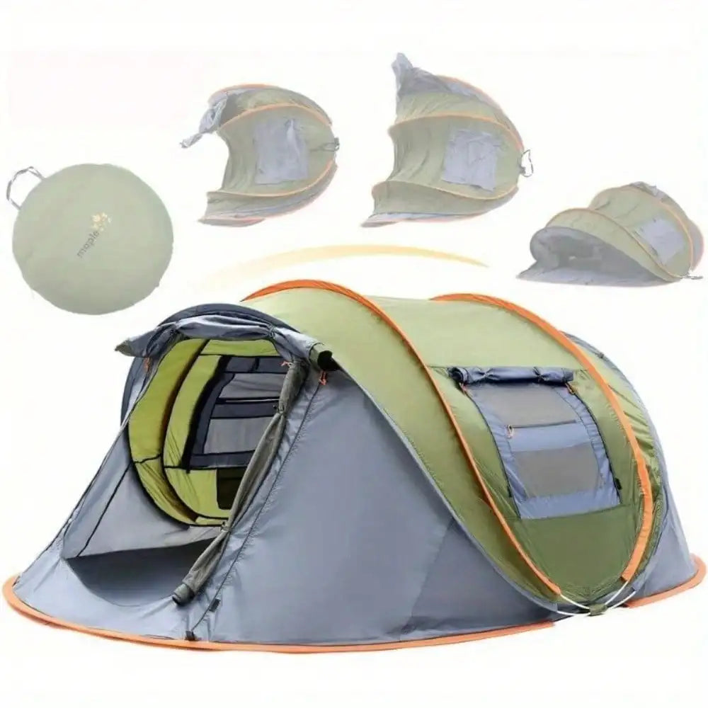 Camping Tent 4 Person Pop Up With Doors Waterproof UPF50