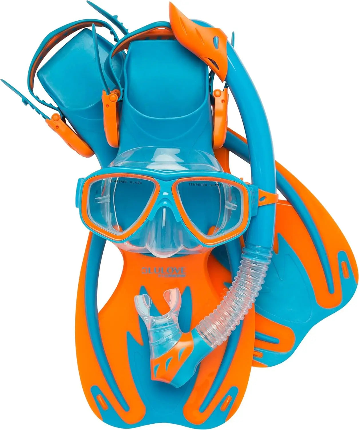 Snorkel Set for Kids Ages 3-8 – Mask, Dry Snorkel, Adjustable Fins, and Mesh Carry Bag – Complete Junior Snorkeling Gear