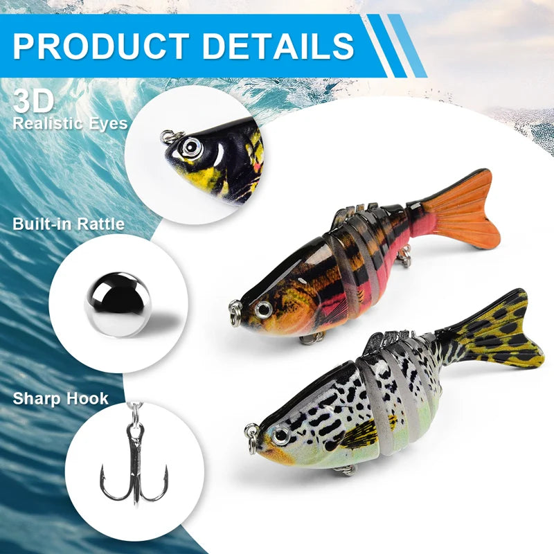 JSFUN Multi Joint Swimbait Hard Fishing Lure With Treble Hooks