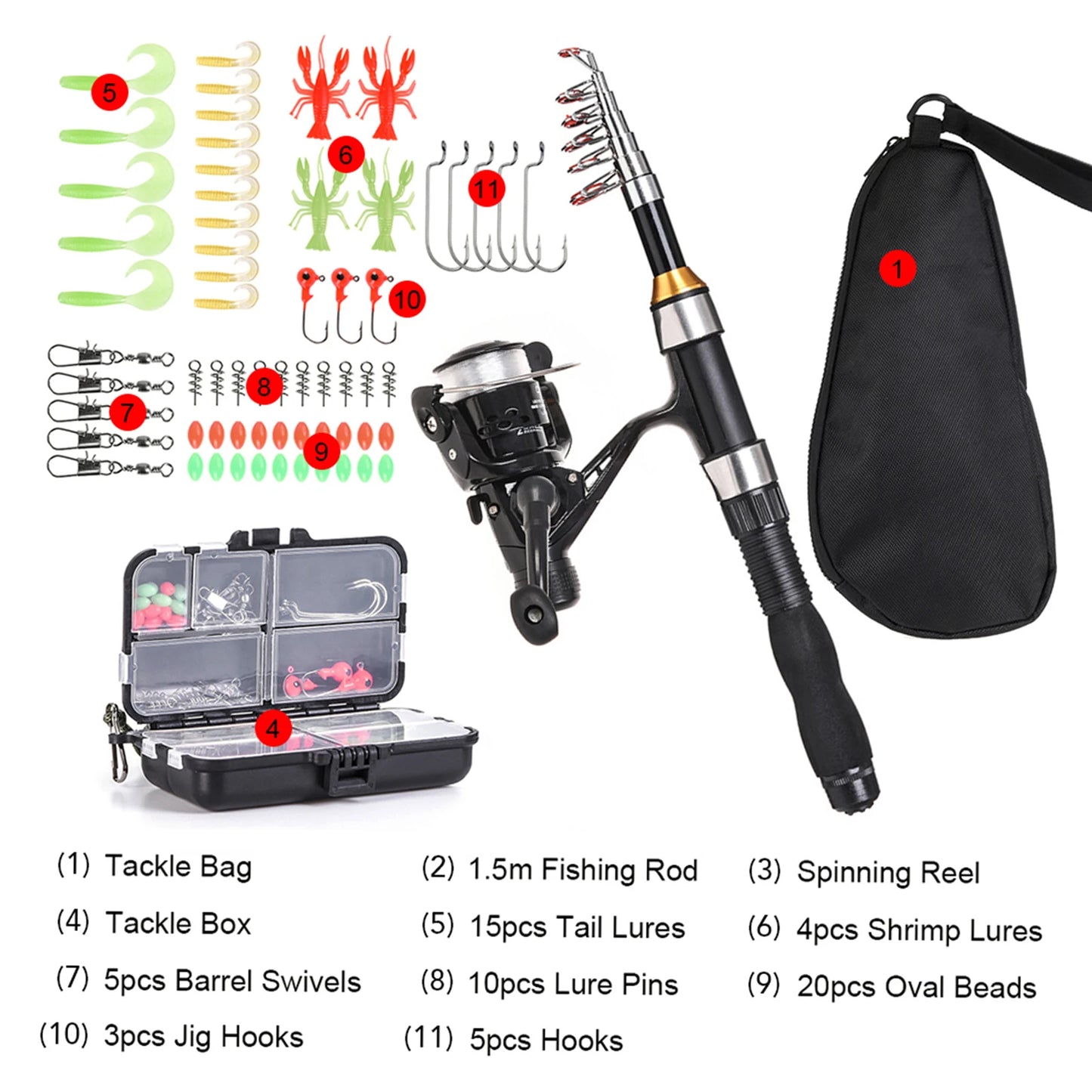 US Telescopic Fishing Rod Reel Combo Kit With Spinning Reel And Storage Bag