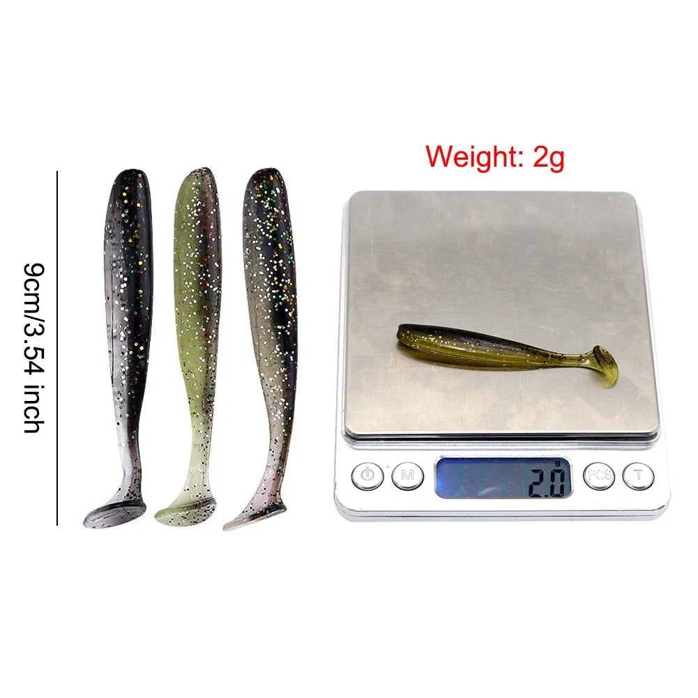 T Tail Worm Soft Baits Paddle Tail Lure Freshwater Saltwater