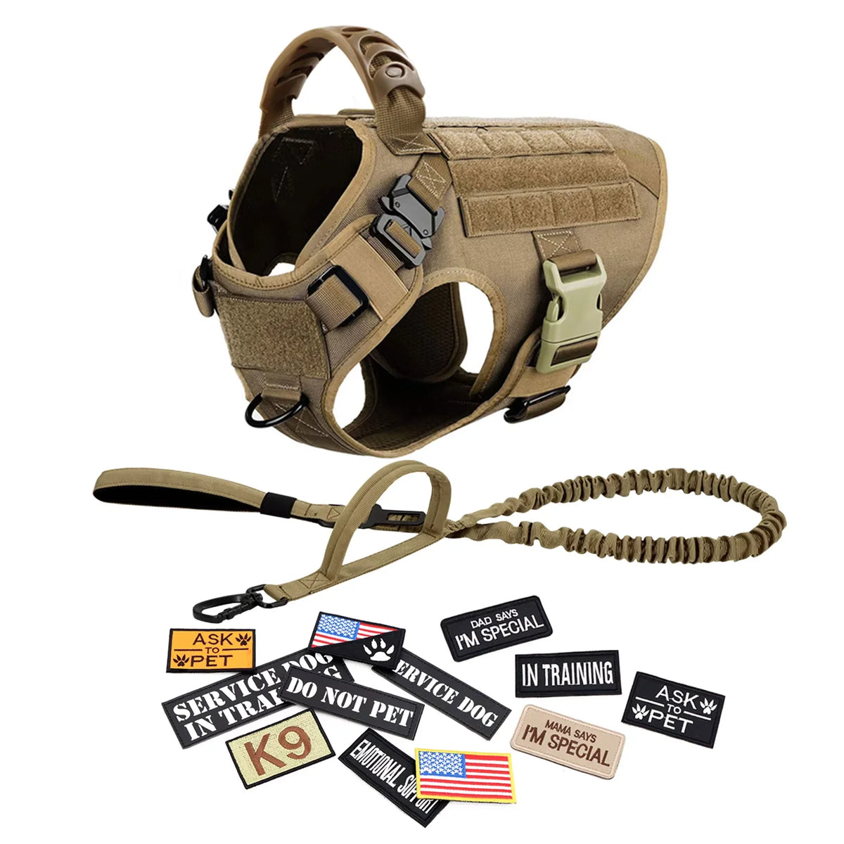 Petravel Tactical Nylon Dog Harness Vest And Leash Set