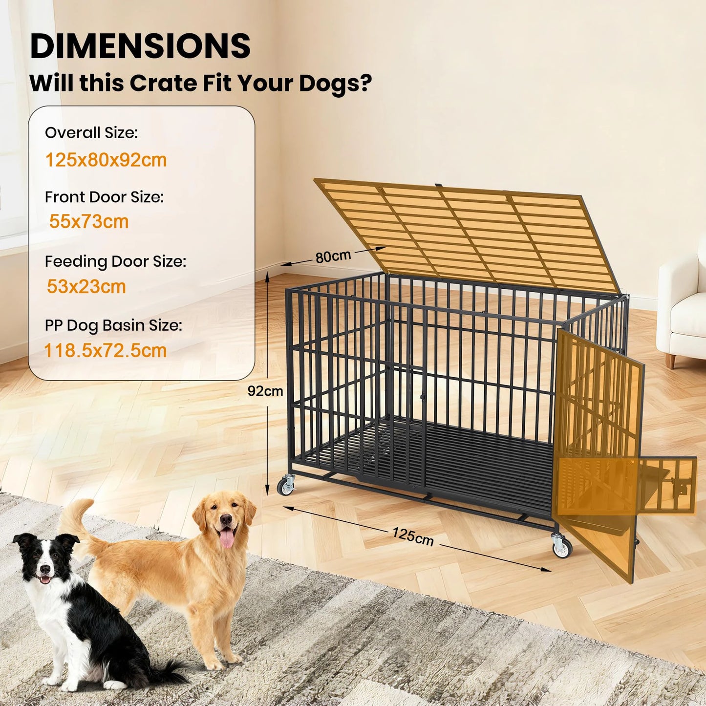HiMISS Heavy Duty EscapeProof Metal Dog Crate With Three Doors