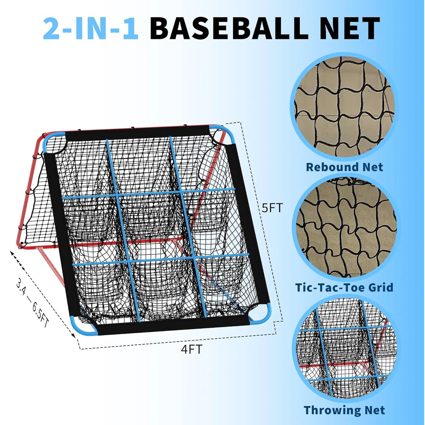 HiMISS Baseball Rebounder Net With 12 Angles