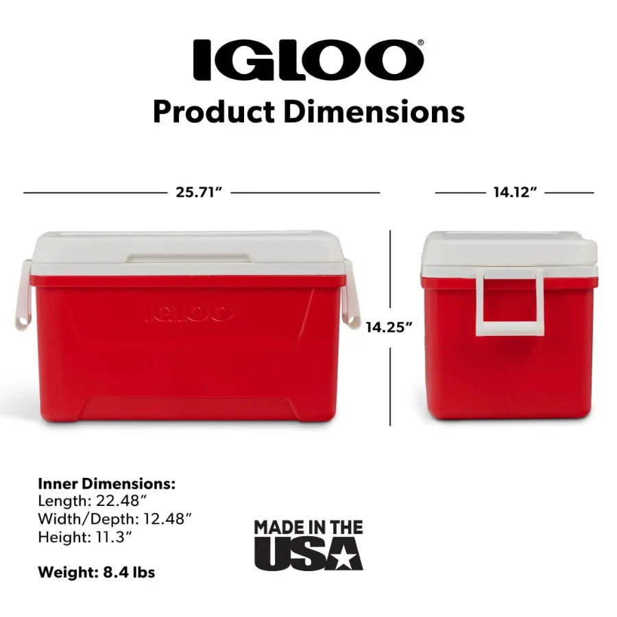 Hard-Sided Ice Chest Cooler For Outdoors Insulated Portable
