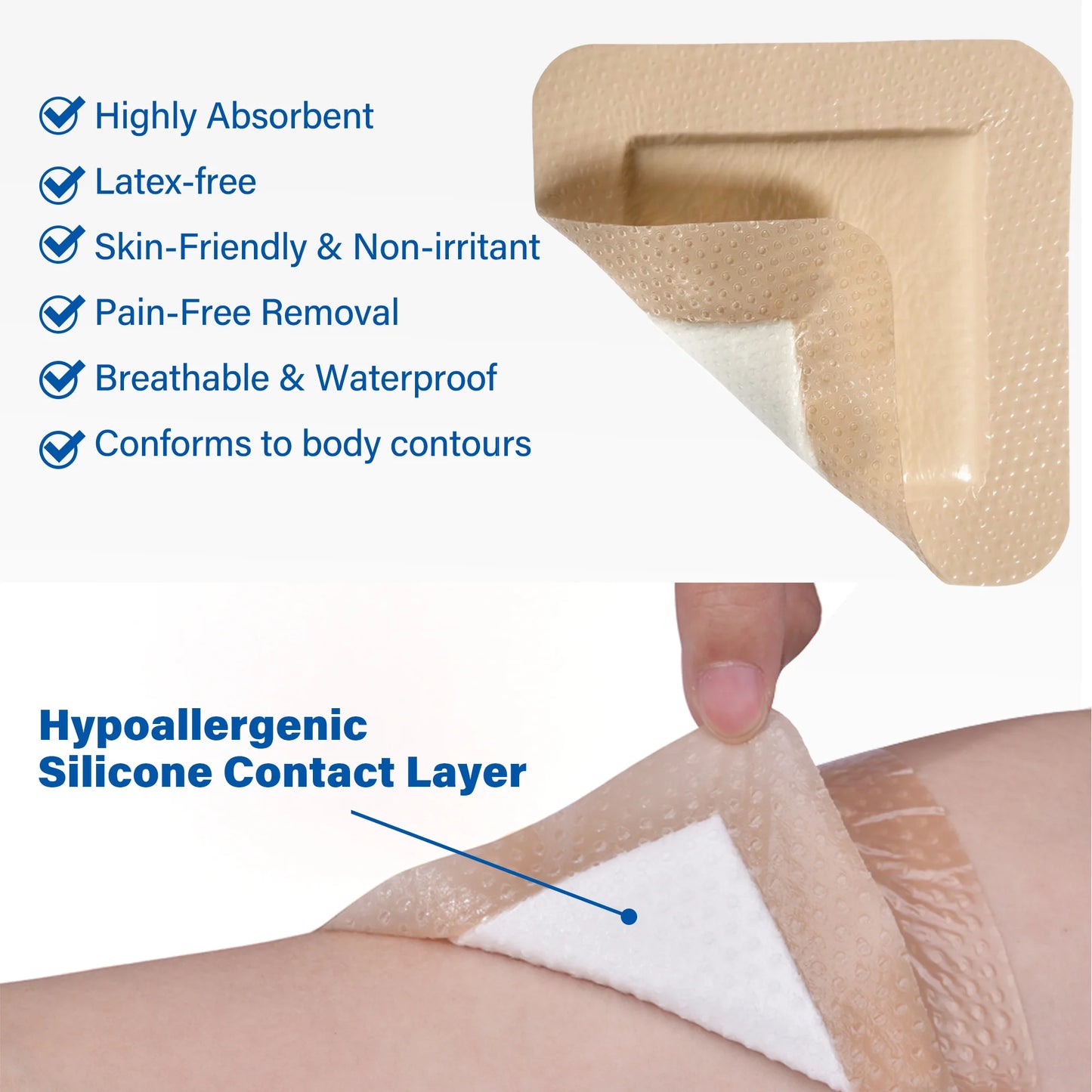Silicone Foam Dressing Sterile Bordered Adhesive Wound Care Patch