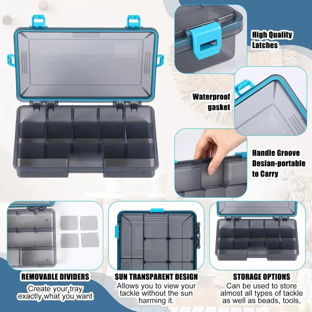 Waterproof Tackle Boxes With Removable Dividers For Freshwater And Saltwater