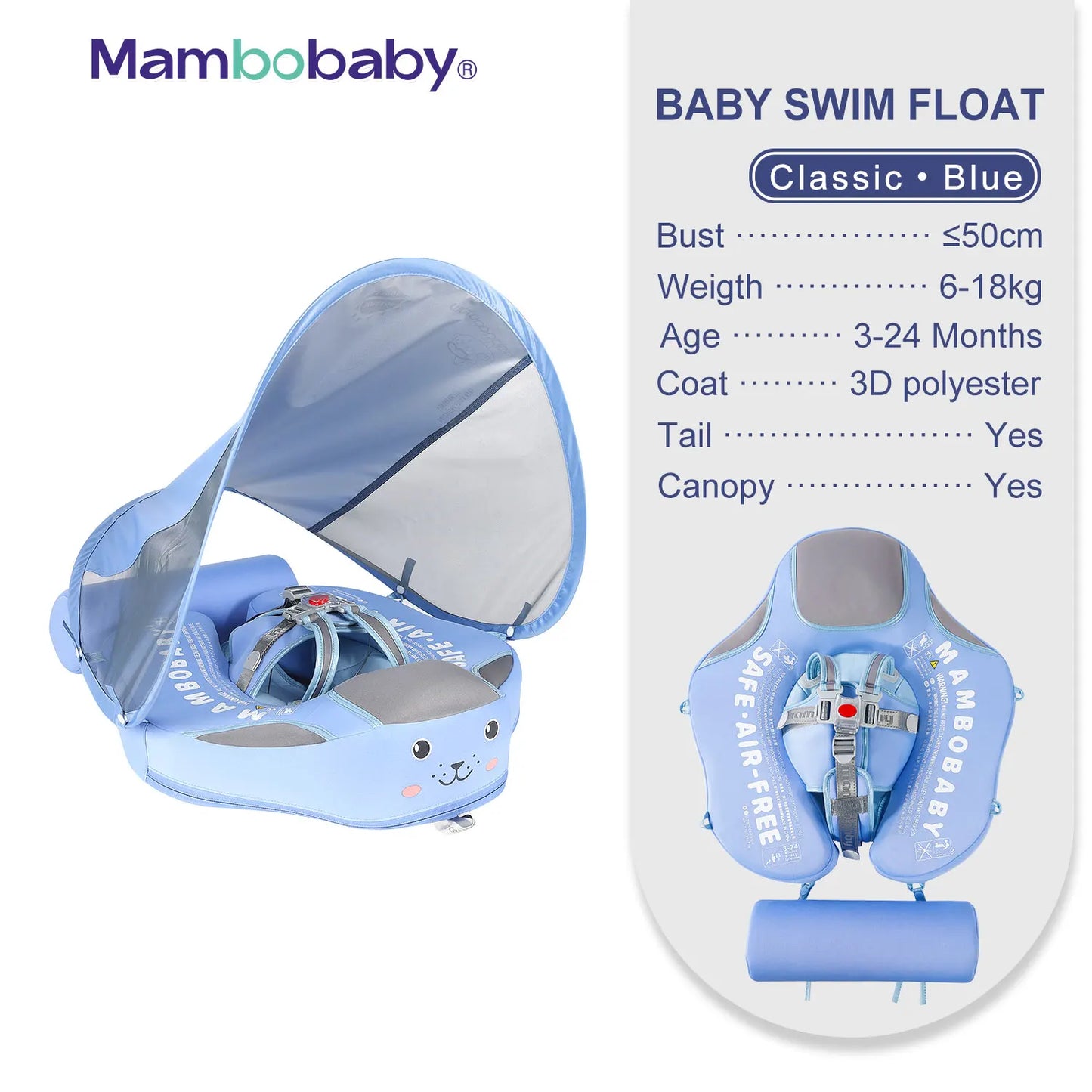 Mambobaby Baby Float With Sunshade Canopy and Crotch Strap