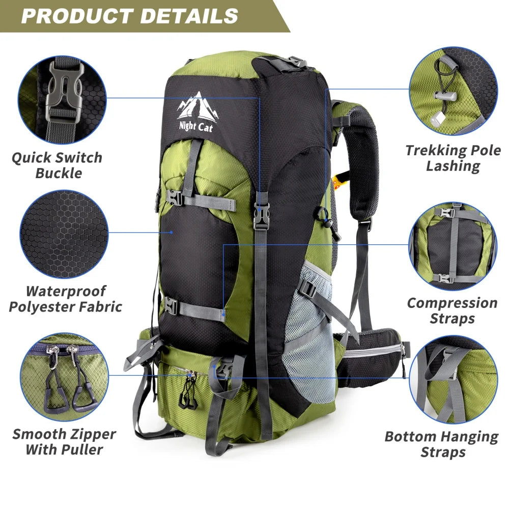 Night Cat Lightweight Waterproof Camping Hiking Backpack