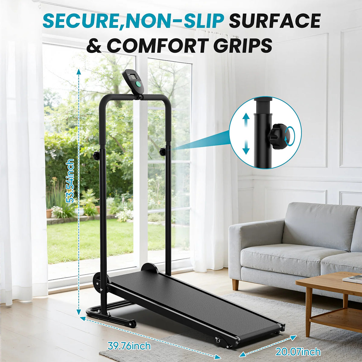 AKLUER Non Motorized Treadmill with Dual Flywheel and LCD Monitor