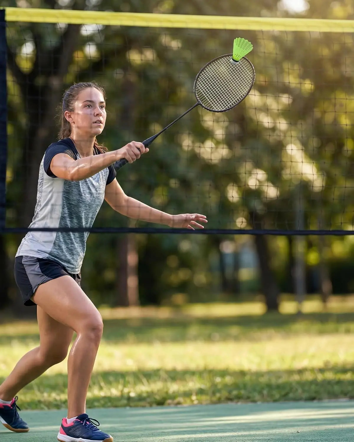 Tacleekii Adjustable Badminton And Pickleball Net Set With Rackets