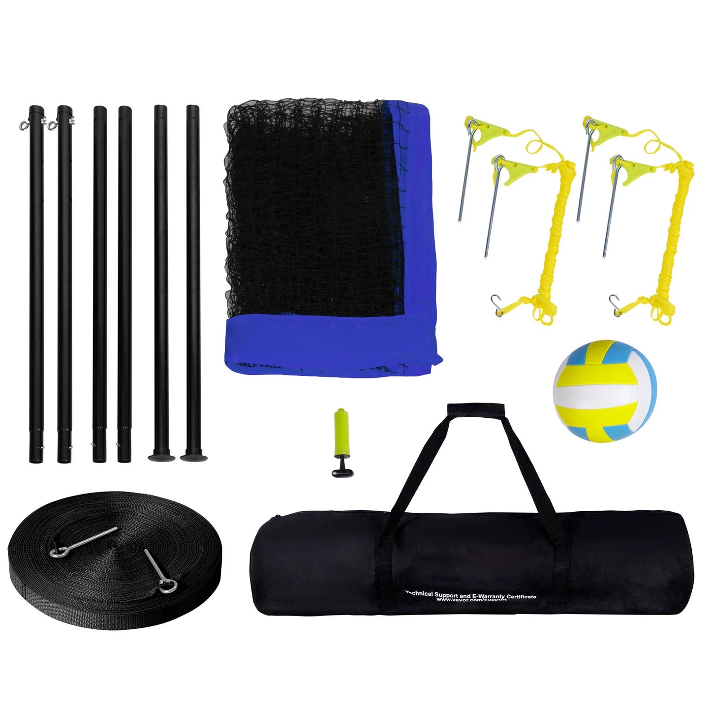 SucceBuy Outdoor Volleyball Net System With Adjustable Height Poles And PVC Pump