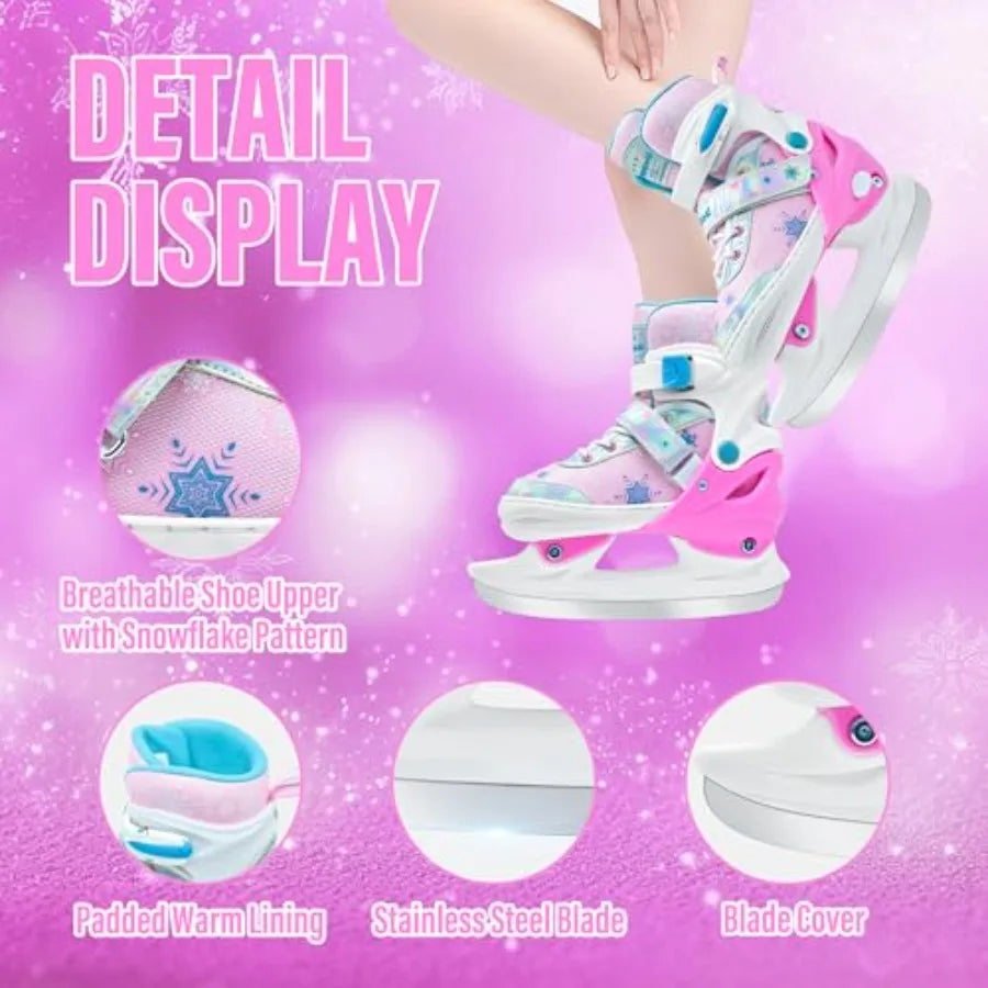 Adjustable Ice Skates For Kids Unisex Comfortable Smooth Blades