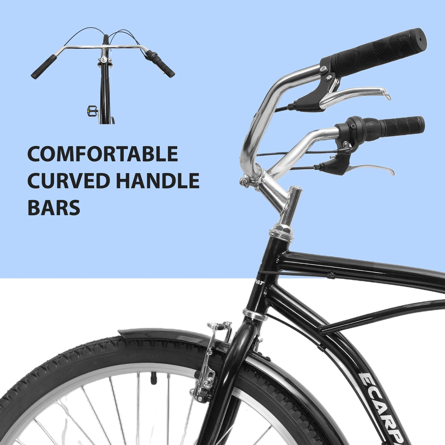 26 Inch Beach Cruiser Bike for Men Women, 7 Speed Commuter Bicycle with Dual V-Brakes and High-Carbon Steel Frame, Comfortable City Bike for Adult