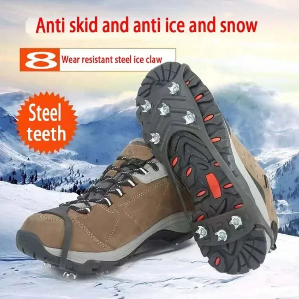 8 Teeth Ice Gripper Spike for Shoes Winter Outdoor Anti-Slip Hiking Mountain Climbing Ice Snow Crampons Anti-slip Shoe Gripper