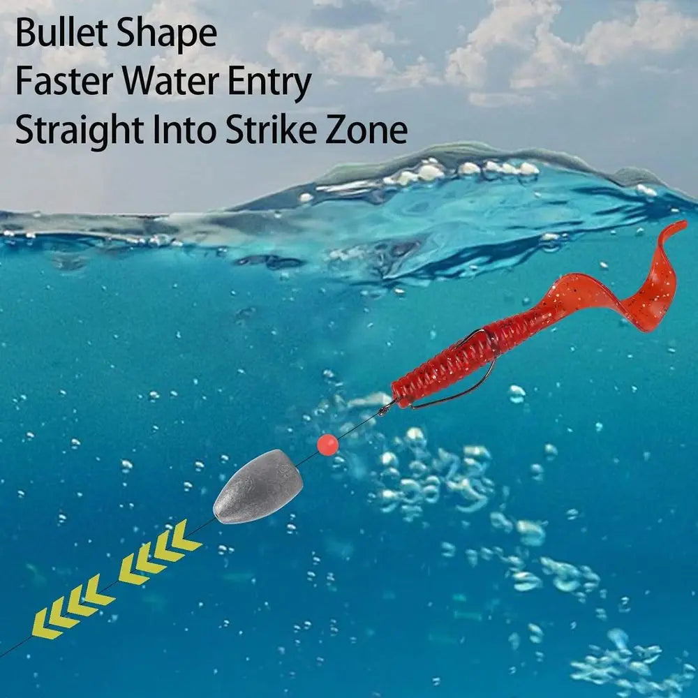 Bullet Style Fishing Sinkers Set For Freshwater And Saltwater Use