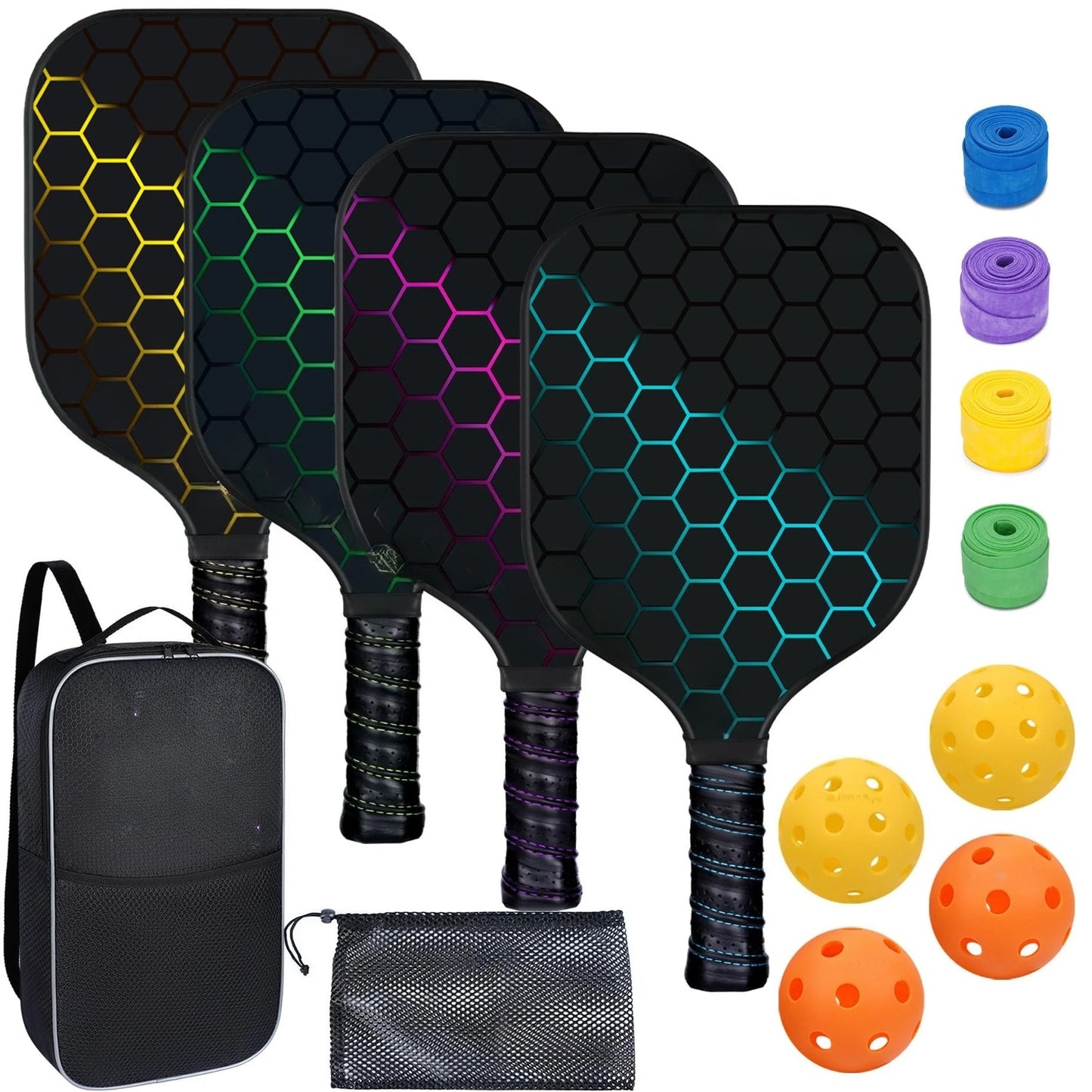 USAPA Approved Fiberglass Pickleball Paddle Set With Extra Balls