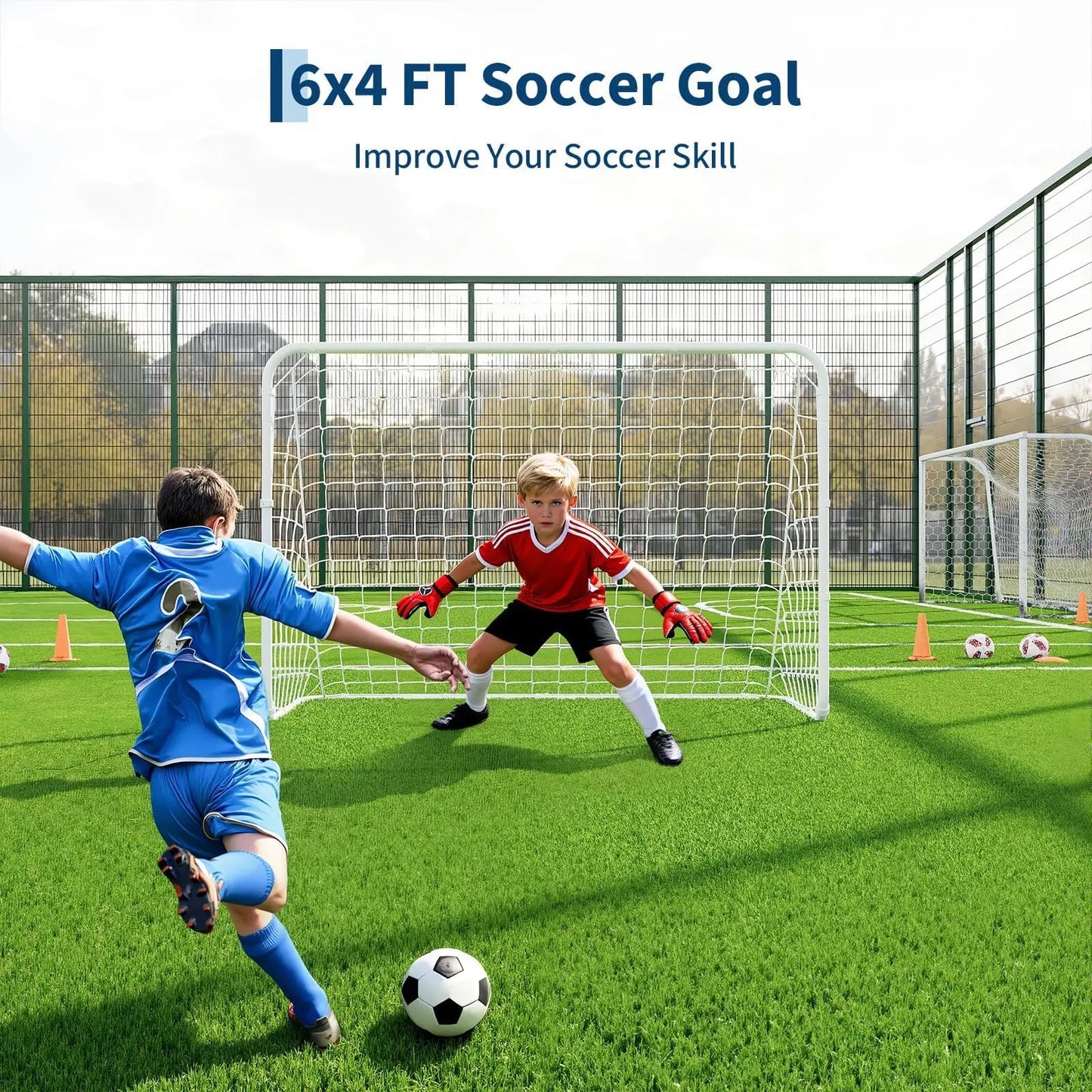 HiMISS Portable Foldable Soccer Goal With Carry Bag Heavy Duty Steel