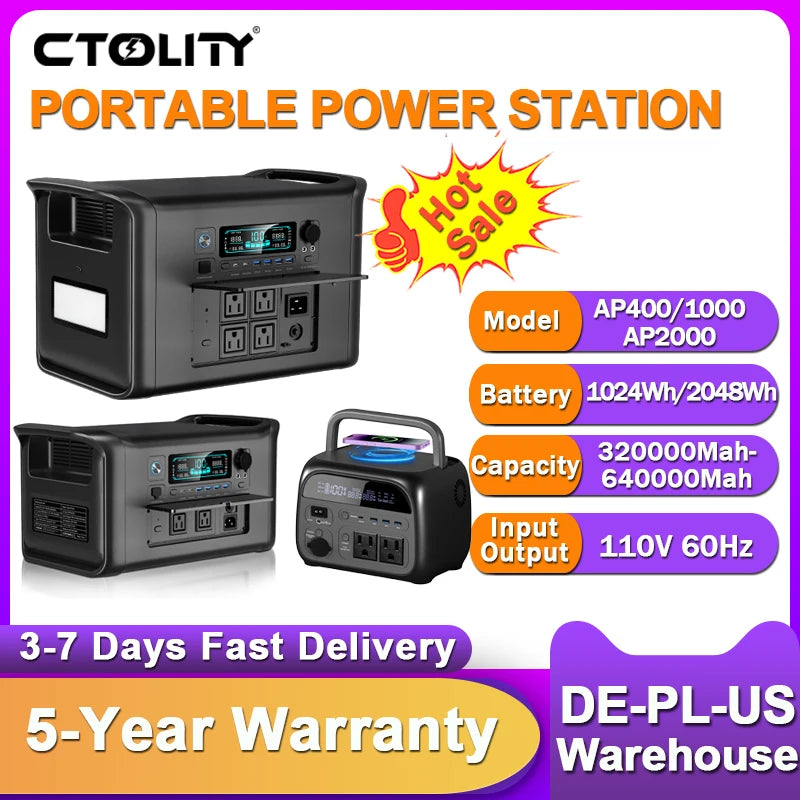 Ctology 2400w Portable Power Station With Led Light