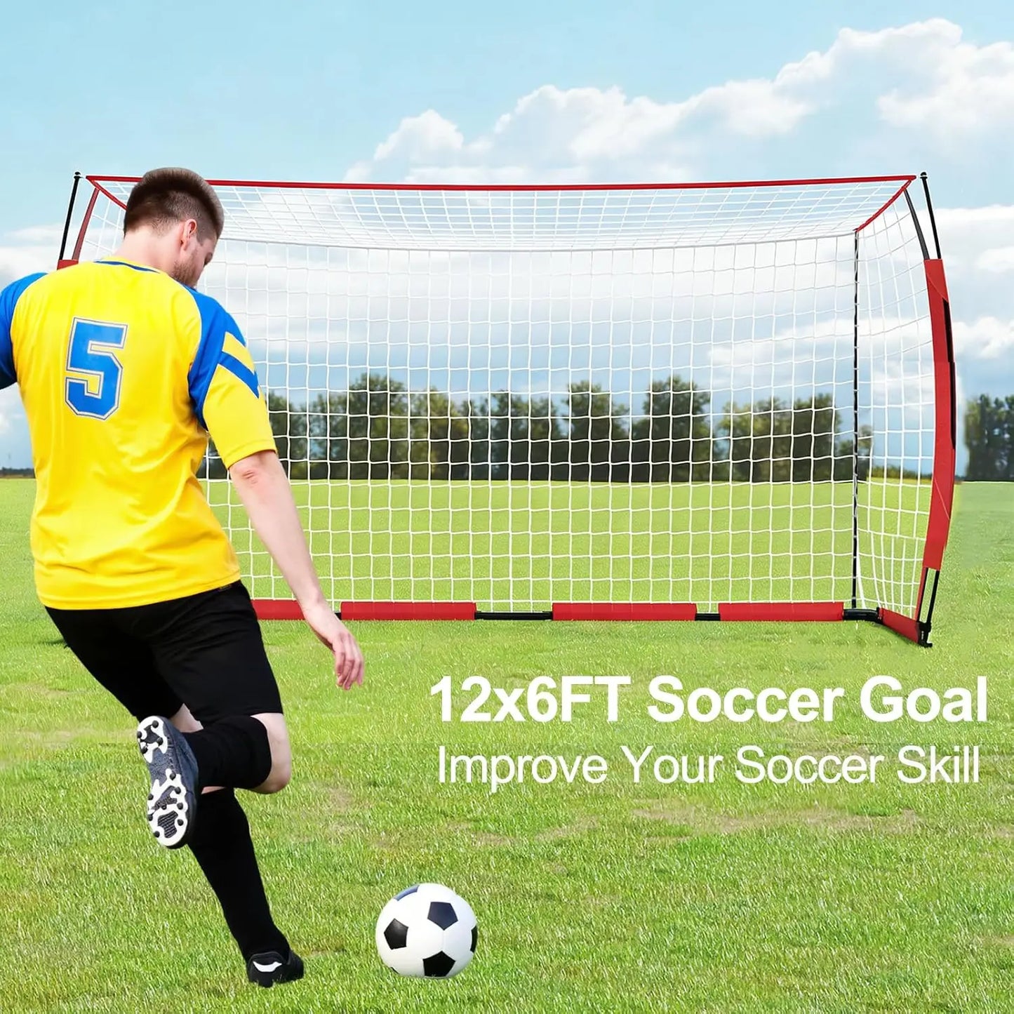 HiMISS Steel Competition Soccer Goal Foldable HeavyDuty With Metal Frame