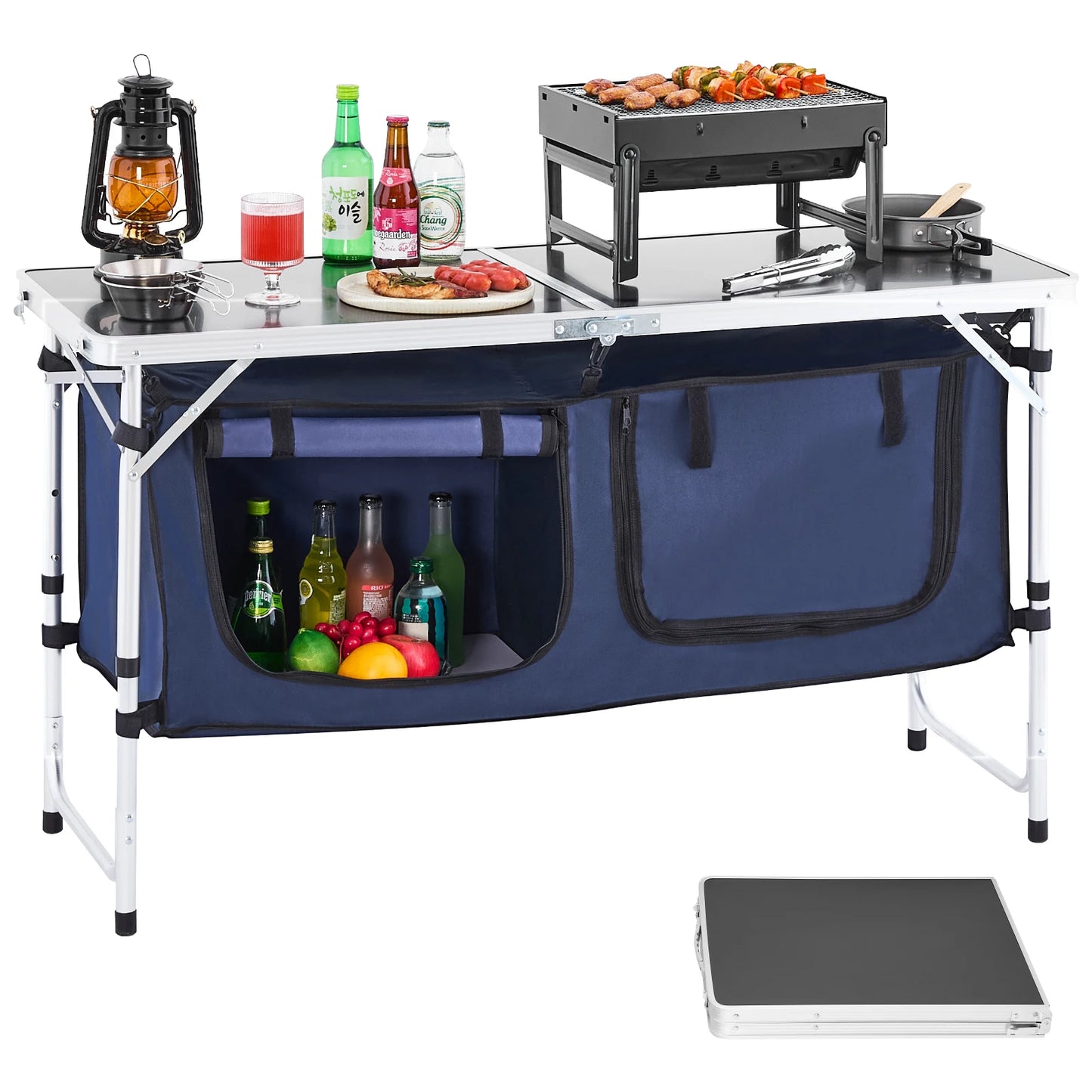 SucceBuy Camping Kitchen Table Folding Outdoor Cook Station