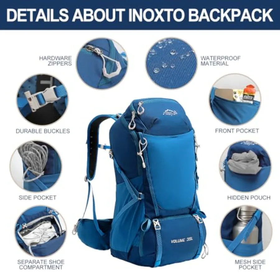 Hiking Backpack With Waterproof Rain Cover For Men Outdoor Travel