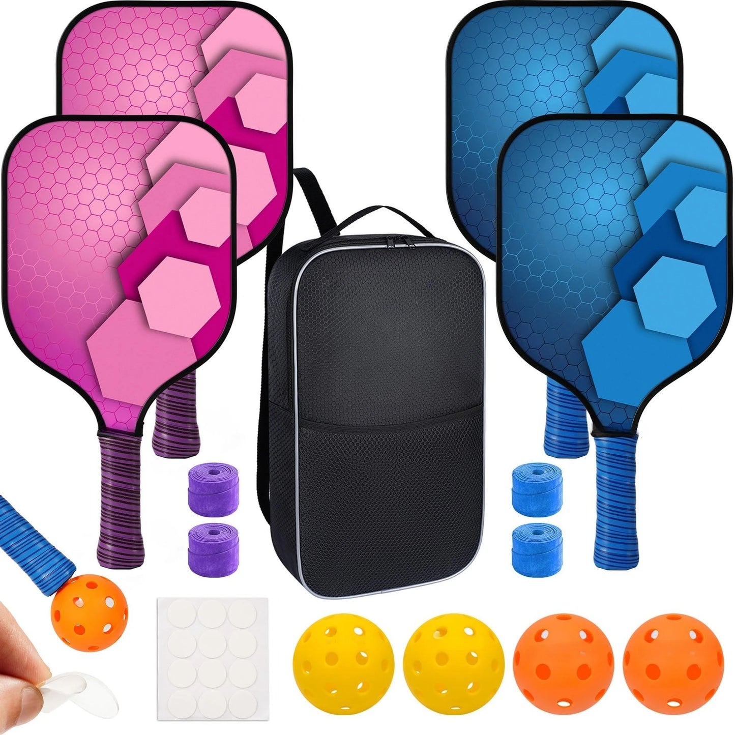 USAPA Approved Fiberglass Pickleball Paddle Set With Extra Balls